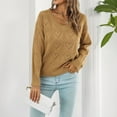thumbnail image 6 of Aoochasliy Womens Sweaters Clearance Pullover V-Neck Love Hollow Out Recreational Knitting Long Sleeve Tops, 6 of 8