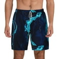 thumbnail image 2 of Goofa Blue Marble And Gold Printed Men's Swim Trunks Board Shorts Quick Dry Mens Swimming Trunks with Compression Liner,Breathable Fit Hawaii Beach Shorts-X-Large, 2 of 9