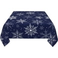 thumbnail image 3 of Christmas Tablecloth Square 60×60 Inch Blue Snowflake Winter Table Cloth Water Resistant Fabric Table Covers for Kitchen Dining Small Tablecloth for Party Home Decor, 3 of 5