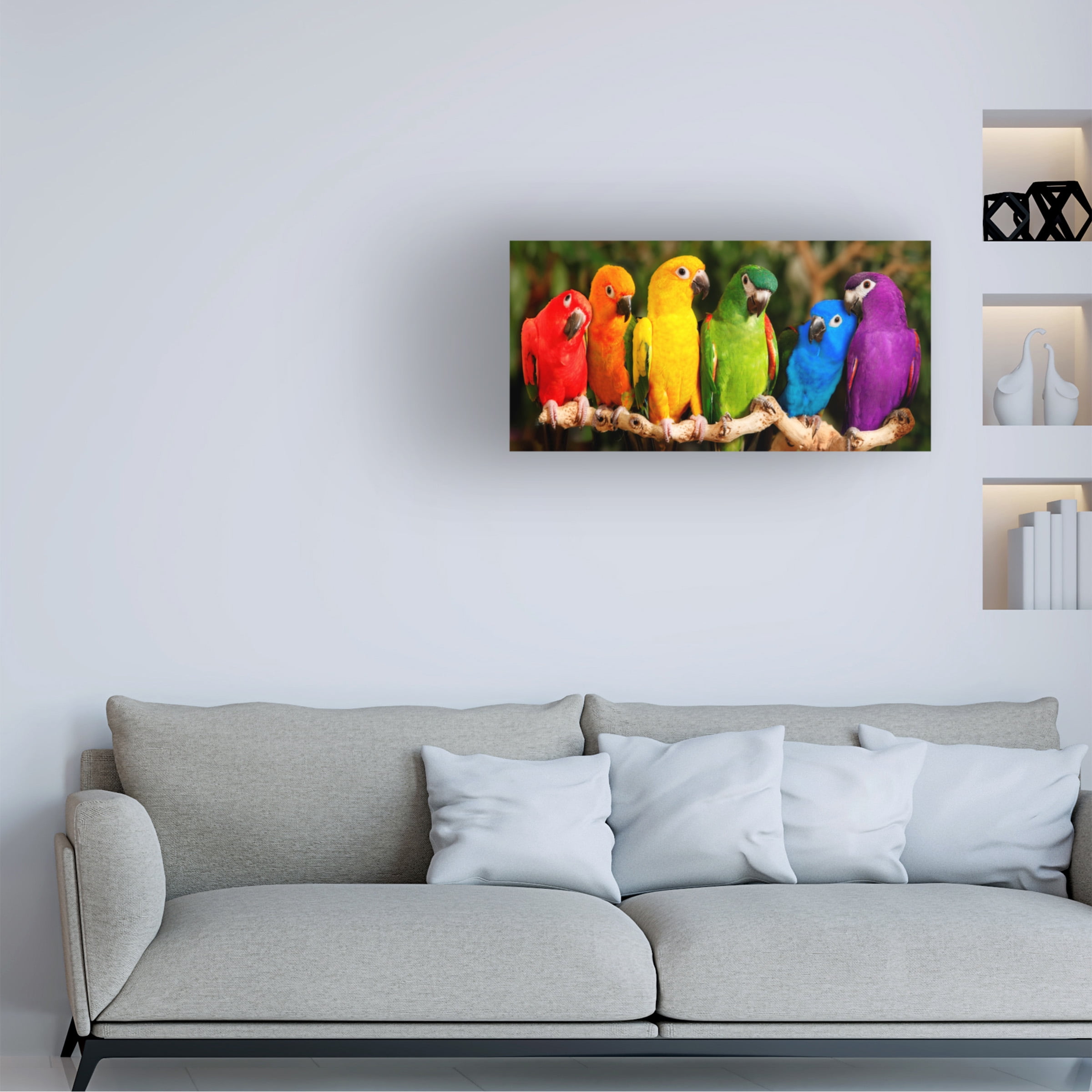 Trademark Fine Art Mike Jones Photo Rainbow Parrots Canvas Wall Art - 10x19