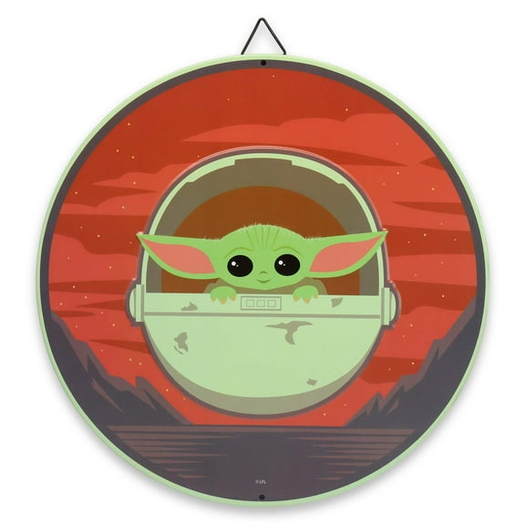 Disney The Mandalorian The Child Round Metal Sign for Man Cave, Kids' Room, or Movie Room