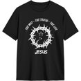 thumbnail image 2 of Camisetas de algodón para hombre con cita de versículo bíblico, Jesús, el camino, la verdad, camisetas casuales de cuello redondo, camisetas de manga corta., 2 of 6