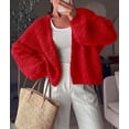 thumbnail image 3 of PRETTYGARDEN Women's Fall Cardigan Open Front Chunky Sweaters Cozy Stretchy Knitwear, Long Sleeve Drop Shoulder, Loose Fit Crochet Jacket, Trendy Holiday Outfits, Warm Winter Clothing, 3 of 9