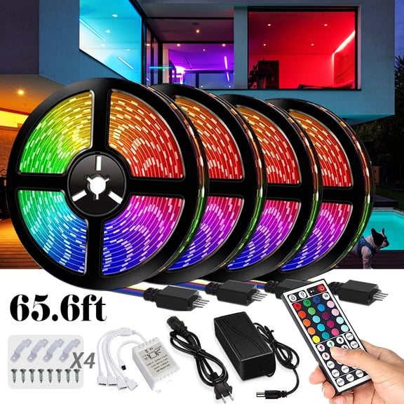 TYNZEO Led Strip Lights Color Changing 65.6ft Flexible 5050 RGB Led Lights Kit with Power Supply and 44 Keys Remote,Led Lights for Bedroom,Home,Indoor Decoration.