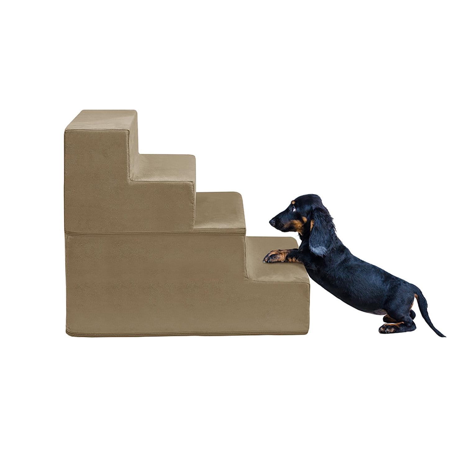Pefilos 24" Pet Stairs for Small Pet, 4-Step Ramp for Beds and Couch with Non-Slip Carpeted Indoor Ladder, Cat Tree Climber, Gray Pefilos 24" Pet Stairs for Small Pet, 4-Step Ramp for Beds and Couch with Non-Slip Carpeted Indoor Ladder, Cat Tree Climber, Gray