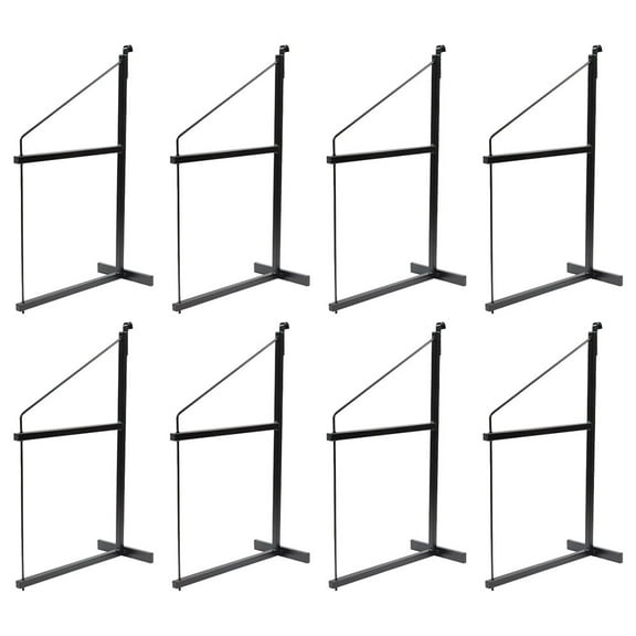8 Pack 2 Tier Shipping Container Shelving Bracket with Hooks - 19-3/4"x34", 551 lbs WLL - Black Powder Coated Steel for Heavy Duty Trailer Containers - Easy to Assemble & Remove
