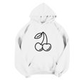 thumbnail image 4 of Jinhomg Casual Athletic Sweatshirts for Women Long Sleeve Cute Cherry Print Pullover Tops Lightweight Cozy Drawstring Hooded Sweatshirt with Pocket 90 off Clearance Sale White M, 4 of 5