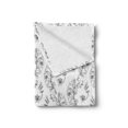 thumbnail image 2 of Black and White Soft Flannel Fleece Blanket, Scroll and Swirls Pattern with Tiny Stems Full of Leaves and Lilies, Cozy Plush for Indoor and Outdoor Use, 50" x 70", Black Grey White, by Ambesonne, 2 of 5