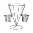 thumbnail image 1 of CSChome Support de Frites Panier avec Trempette Support de Frites Collations Apéritifs Cône en Acier Inoxydable Restaurant Buffet, 1 of 6
