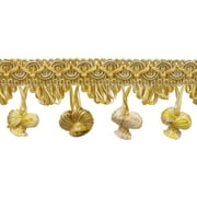 2" (5cm) Imperial Collection Scroll Gimp and Scalloped Loop onion Tassel Fringe Trim # NT2503,, Sunray Gold #4874 (Yellow Gold, Orange Gold, Light Gold) Sold By The Yard (36"/3 ft/0.9m)