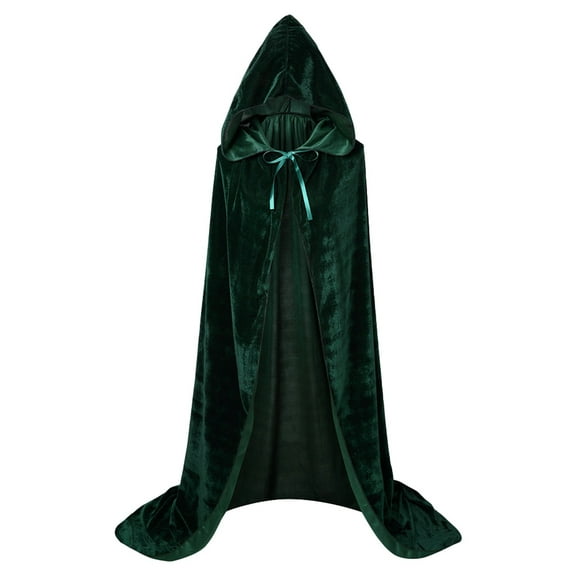 XIAONU Adults Velvety Hooded Cloak Self Tie Detail Cape Holiday Event Cloaks
