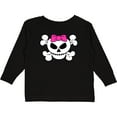 thumbnail image 3 of Inktastic Skull with Bow Girls Long Sleeve Toddler T-Shirt, 3 of 5