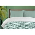 thumbnail image 4 of Ambesonne Vintage Duvet Cover Sets, Retro Circles Composition, 2-King, White Forest Green, 4 of 7