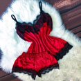 thumbnail image 5 of ZSQDM Underwear for Women, New Women Sleepwear Camisole Bow Shorts V-Neck Tops Velvet Pajamas Sleepwear Red XXL, 5 of 6