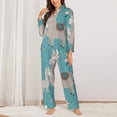 thumbnail image 2 of Vsdgher Teal Mama Llama Pajamas Set Long Sleeve Sleepwear Womens Button Down Nightwear Pj Sets-Medium, 2 of 7