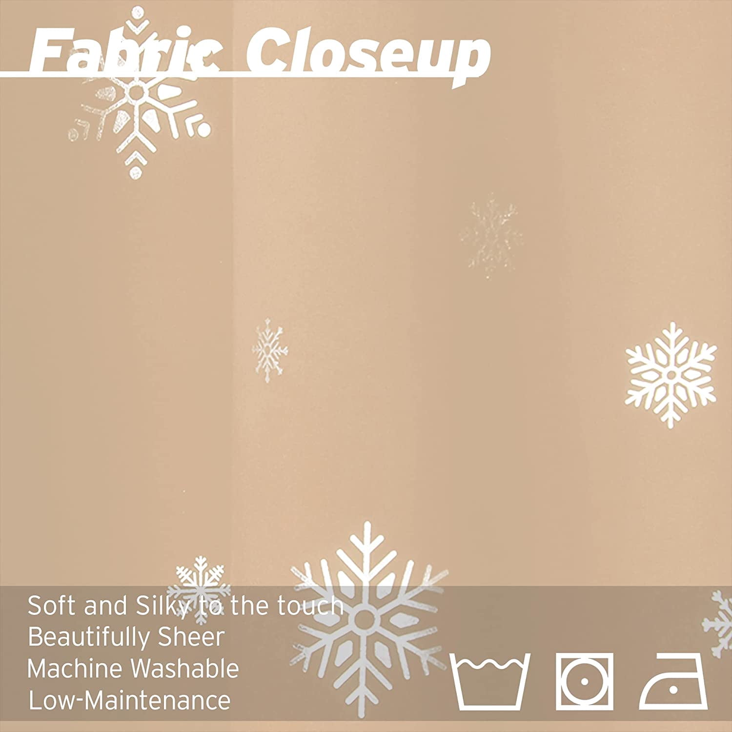 Aurora Home  Silver Foil Snowflake Thermal Insulated Blackout Curtains Beige - 63"L