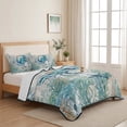 thumbnail image 5 of King Quilt Set 96''x106'', Teal Crabs Coastal Lightweight Bedspread Coverlet Set with 2 Pillow Shams, Summer Beach Coral Nautical Ocean Breathable All Season Quilt Bedding for Bedroom/Guest Room, 5 of 9