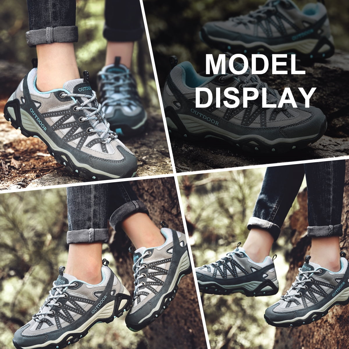 AUXDIQ Hiking Shoes Mens Waterproof Mountain Trekking Shoes Women Breathable Walking Shoes Outdoor Sports Running Camping Climbing
