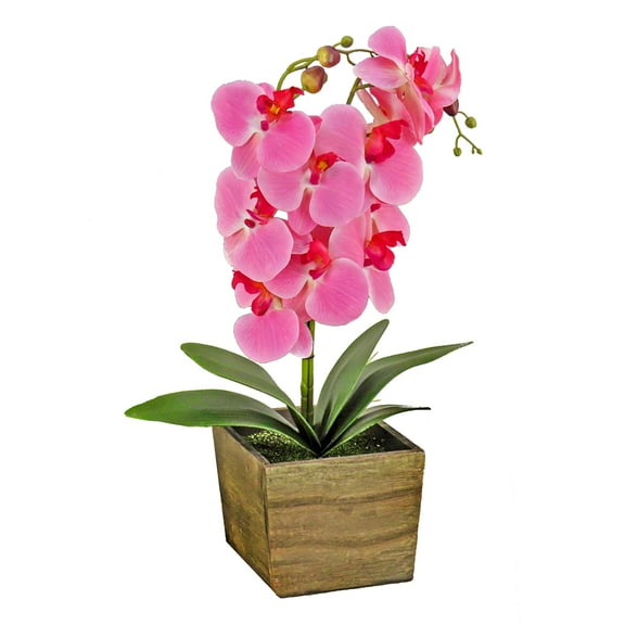 21 in. Pink Orchid Flower in Wood Box