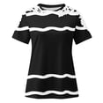 thumbnail image 5 of Camisas de Manga Corta para las Mujeres Impresión Cuello Redondo Suéter Encaje Camisa, Blusa de Verano Casual para las Mujeres, 5 of 5