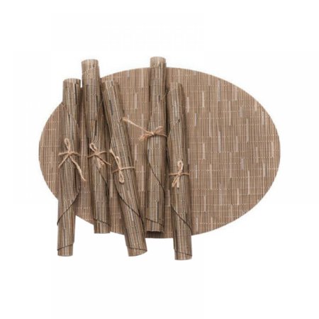 

Baywell Bamboo Pattern PVC Placemats Heat and Stain Resistance Waterproof Table Mats Brown 18*13in