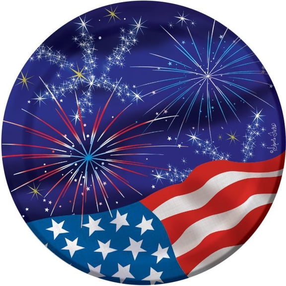 Fireworks 7-inch Paper Plates 8 Per Pack