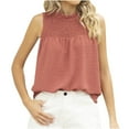 thumbnail image 3 of ZyeKqe Womens Ruffle Neck Tank Tops Sleeveless Dotted Pleated Chiffon Blouses Trendy Clothes, 3 of 6