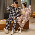 thumbnail image 1 of Pijamas de franela para parejas, traje grueso con forro polar para mujer, ropa de hogar holgada de talla grande y cálida de polar coral para hombre, 1 of 6