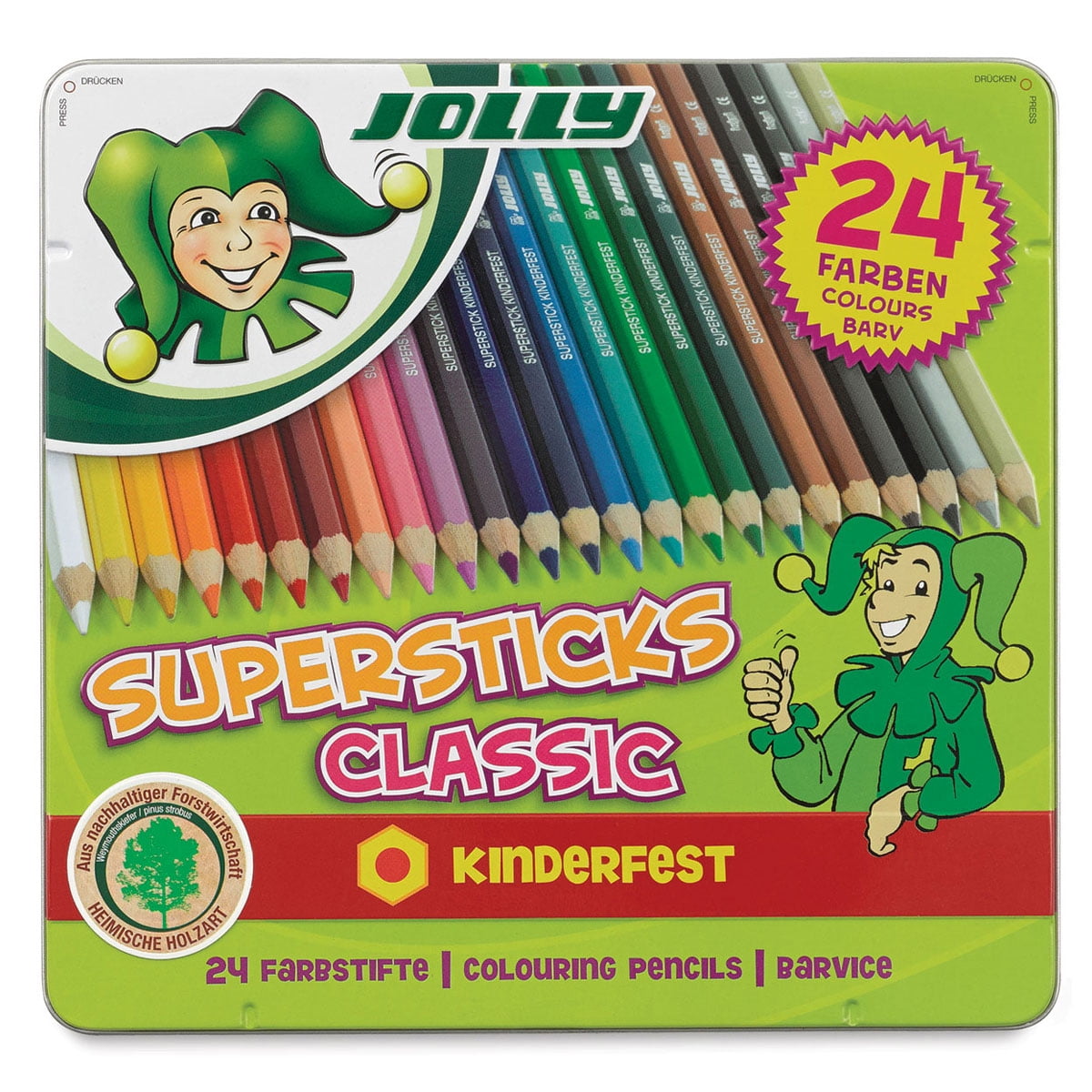 Jolly Superstick XBig Colored Pencils Assorted Colors, Set of 24