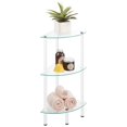thumbnail image 2 of mDesign Glass Corner 3-Tier Tower Cabinet Storage Organizer Shelves, White/Clear, 2 of 5