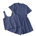 thumbnail image 2 of Blmnix Cute Pajamas Women's Pajama Sets Cotton Pajamas Matching Pajama Sets Sleepwear Short Sleeve Crew Neck Blue Cropped Womens Summer Pajamas Sets,XXL, 2 of 7