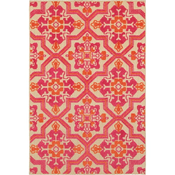 Oriental Weavers Cayman Area Rug 2541V Sand Corners Curves 5' 3" x 7' 6" Rectangle