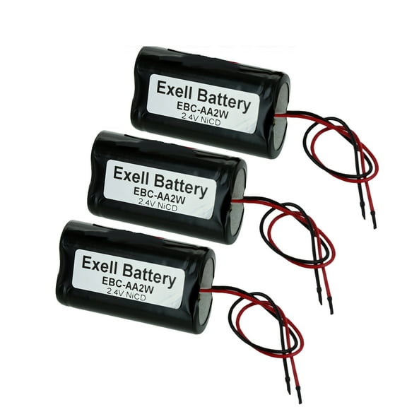 3pc Exell 2.4V Custom NiCd 1000mAh Battery Pack w/ 5" AWG Bare Wire Leads
