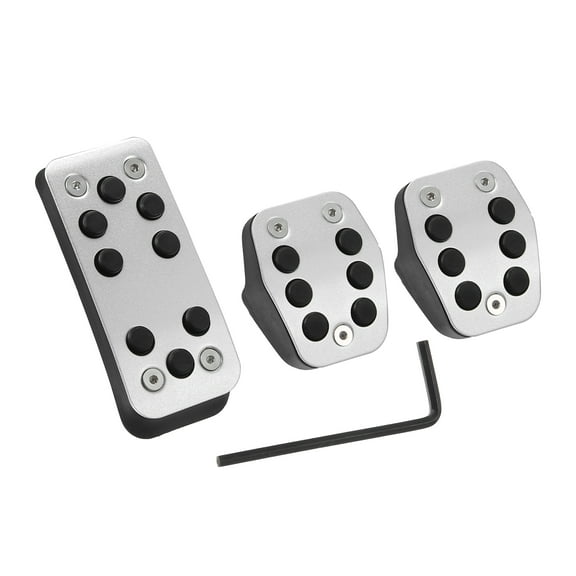 3Pcs Accelerator Pedal and Brake Pedal Cover Set for Ford Focus 2014-2018 Metal Rubber Silver Tone Black