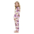 thumbnail image 4 of Fluffy Pajamas Set Fuzzy Winter Warm Pj Sets Pullover Tops and Long Pants Purple and Gold Watercolor Floral X-Small, 4 of 8