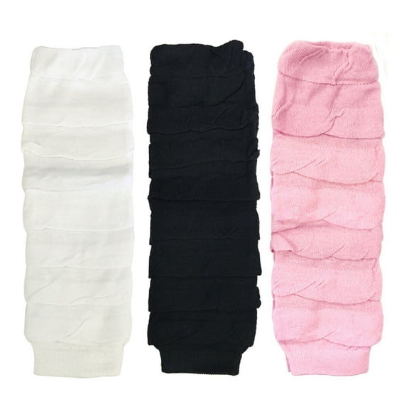 Wrapables®  Little Girls 3 Pair Layered Ruffles Leg Warmers, White, Black, Pink