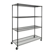 Seville Classics UltraDurable 4-Tier NSF Steel Wire Shelving, 60" W x 24" D x 76" H, Black