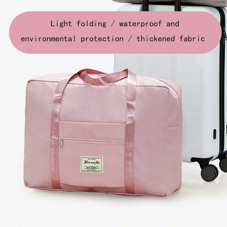 Travel Duffel Bags for Women Overnight Bag 14x17x6 Inch Foldable Travel Bag Weekend Bags for Women Travel Pink