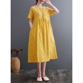 thumbnail image 3 of Women Loose Dress with Pockets Floral Jacquard Short Sleeves Holiday, 3 of 8