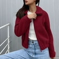 thumbnail image 5 of jtjvou Womens Fuzzy Fleece Jacket Zip Up Long Sleeve Casual Lapel Collar Fall Winter Warm Coats Trendy Solid Color Outwear Wine L, 5 of 9
