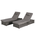 thumbnail image 6 of Seizeen Lounge Chair, Outdoor Chaise Lounge Chair Set of 2, PE Rattan Pool Chairs w/Side Table, Wicker Patio Beach Recliner W/Cushions, Pillow, 6-position Adjustable Backrest, Dark gray, 6 of 6