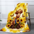 thumbnail image 2 of Joocar Flannel Throw Blanket With Cute Cow And Sunflowers Design For Winter Gift Home Sofa Bed Decoration 60x80 inch, 2 of 5