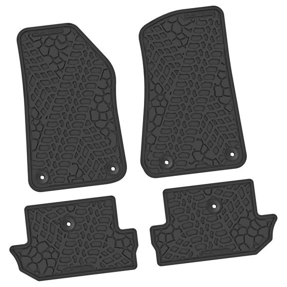 Flextread Floor Mats for 18-24 Jeep Wrangler JL 2-Door - Mopar Licensed Factory Fit - Black w/ No Insert - 100% Made in USA