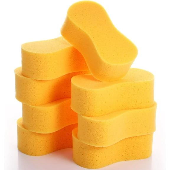 BlinkLLX 8 Pcs Giant Bone Sponge Bulk 9 x 4.7 x 3 Inch Jumbo Large Car Wash Sponge All Purpose Easy Grip Thick Foam Scrubber for Car Boat Kitchen Bathroom Garage Hotel Household Cleaning & Washing