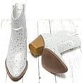 thumbnail image 2 of Forever Women Cowgirl Cowboy Western Ankle Boots Pointy Toe Rhinestone Bling Short Booties RIVER-01 White 7.5, 2 of 3