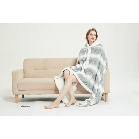 

Chic Home - Women s Sherpa-Lined Animal Print Hooded Robe Multiple Colors Oversized