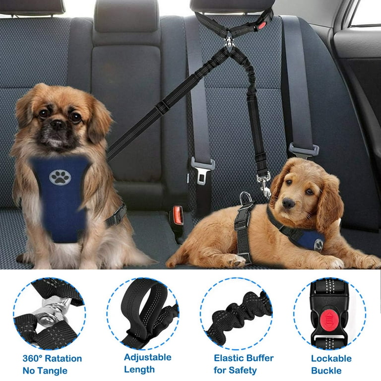 Double Dog Seat Belt for Car, Dual Dog Car Harness for Car