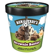 Ben & Jerry's Brownie Batter Chocolate Vanilla Ice Cream Kosher Milk Cage-Free Eggs, 1 Pint