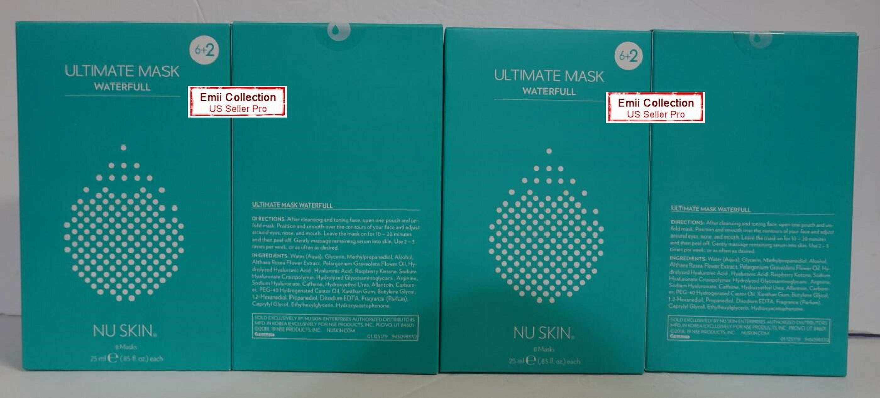 Nu Skin Ultimate Waterfull 6+2 Face Masks 25ml, 4 Boxes, Made in