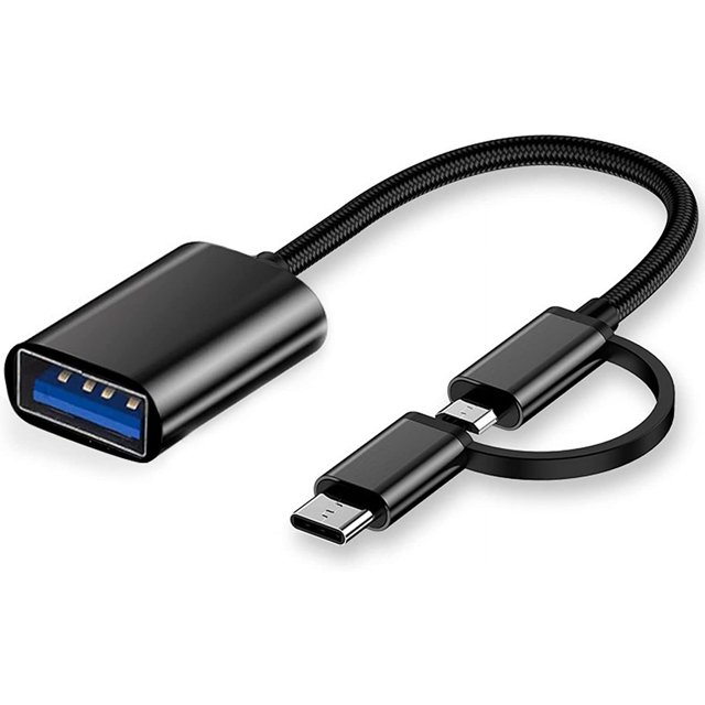 3 Piezas Negro 2 en 1 OTG USB C/Micro a USB Adaptador, USB C a USB Hembra, Cable Adaptador Micro a USB OTG Compatible con iMac Android Google Samsung Galaxy y más